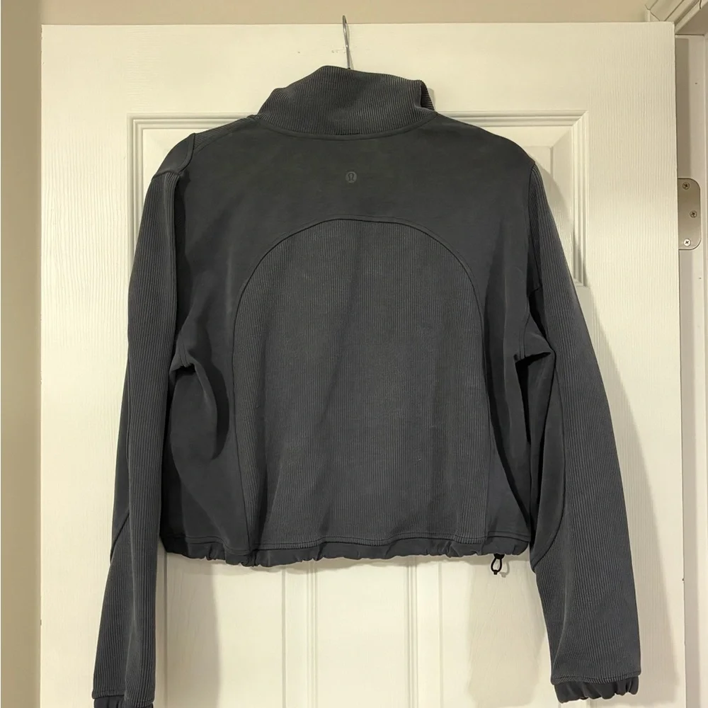 Lululemon Athletica Brushed Softstreme Ribbed Black Half Zip Pullover 6 - Picture 4 of 4